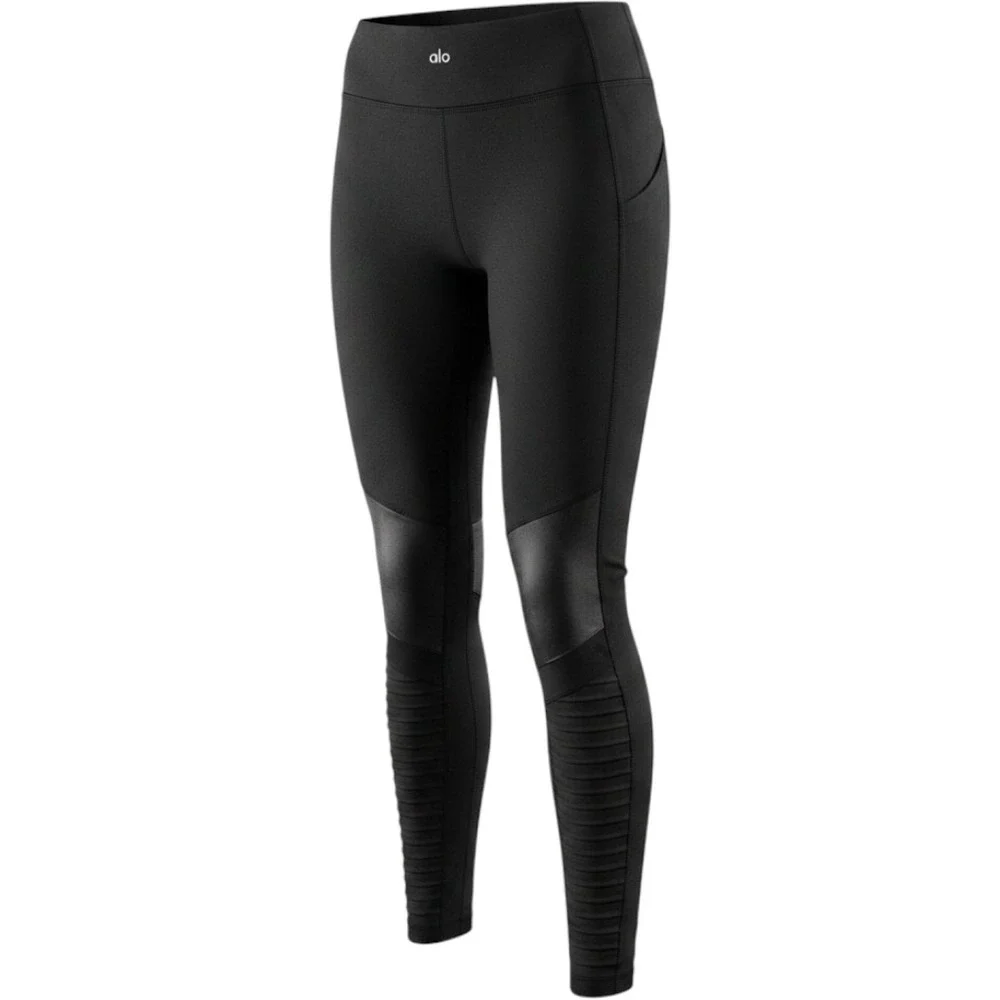 Alo Yoga Moto Legging Black Quilted Performance Activewear Pants Size XS W5434R